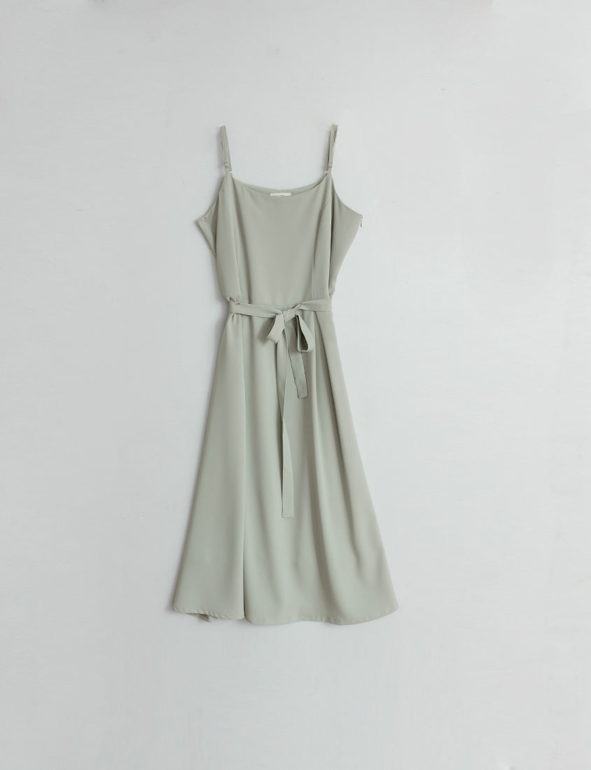 MISS. Silky Cool Refined Cami Strap Plus Size Maxi Dress (With Waist Belt)