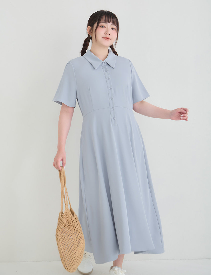 Silky Cool Slim Fit Plus Size Shirt Dress