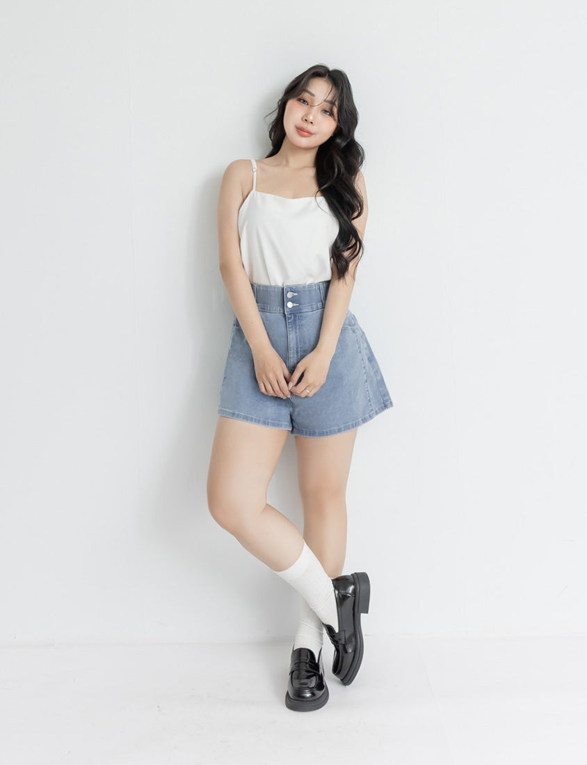 Slimming High Waist A-Line Plus Size Denim Shorts