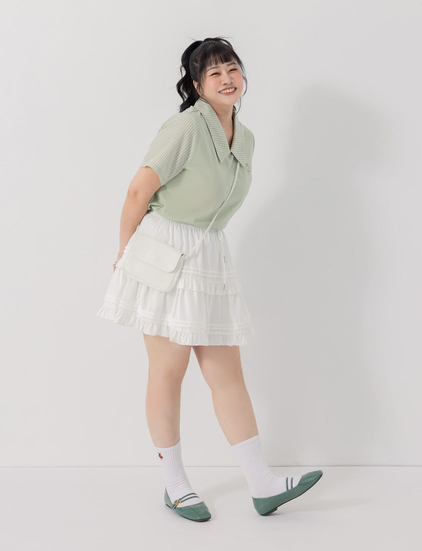 Sweet Tiered Puffy Plus Size Mini Skirt