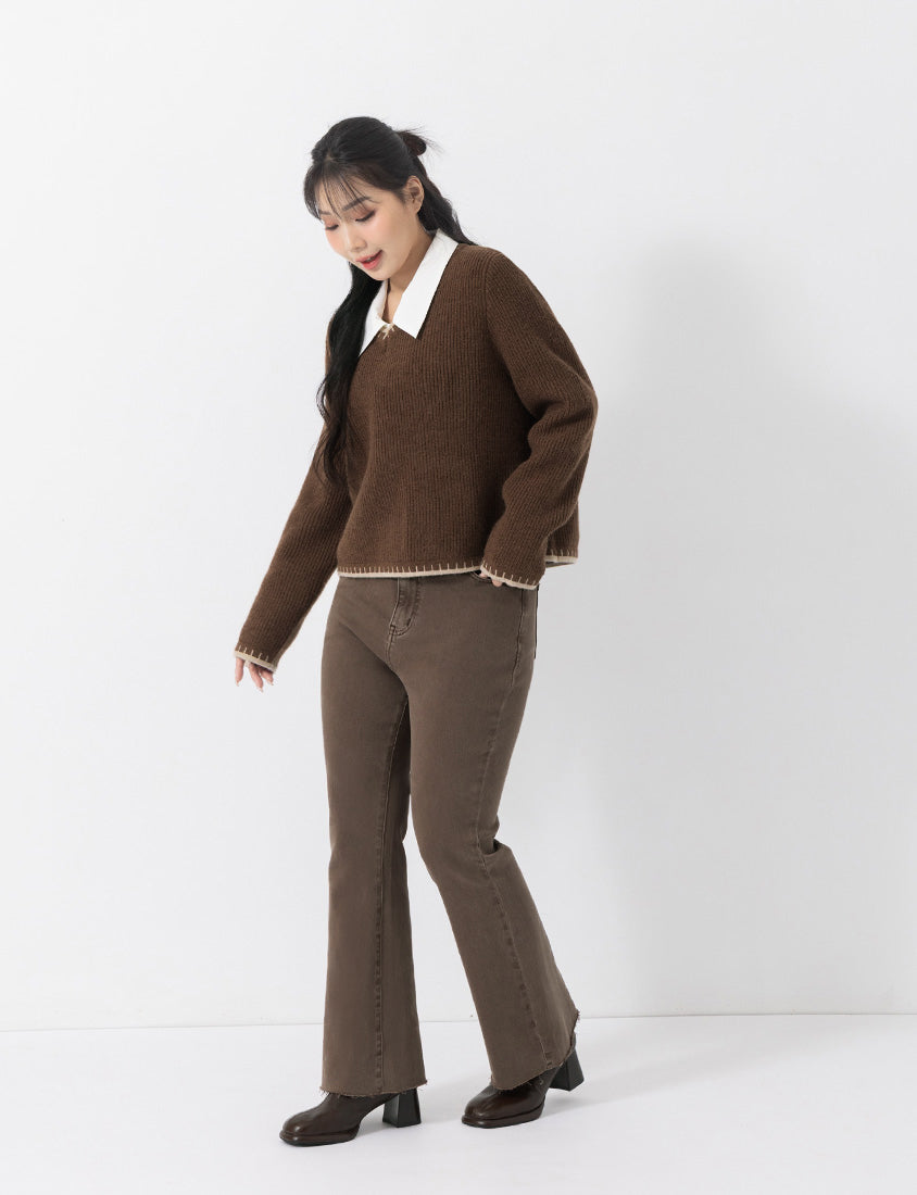 Vintage-Wash Plus Size Flared Jeans
