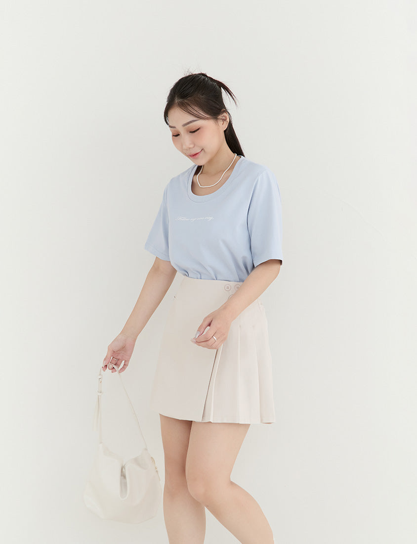 MISS. Elegant Contrast Letter Print Plus Size Tee