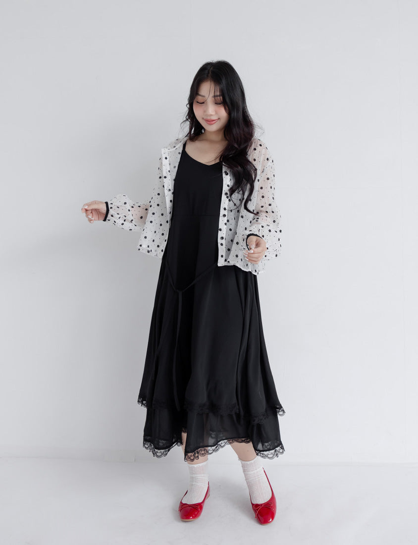 Cute Crinkled Floral Button Plus Size Hooded Jacket