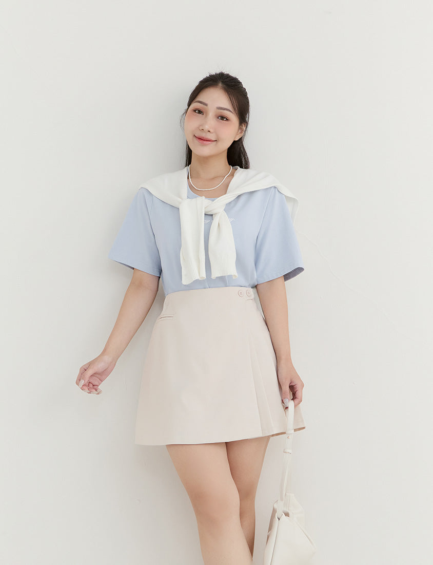 MISS. Elegant Contrast Letter Print Plus Size Tee