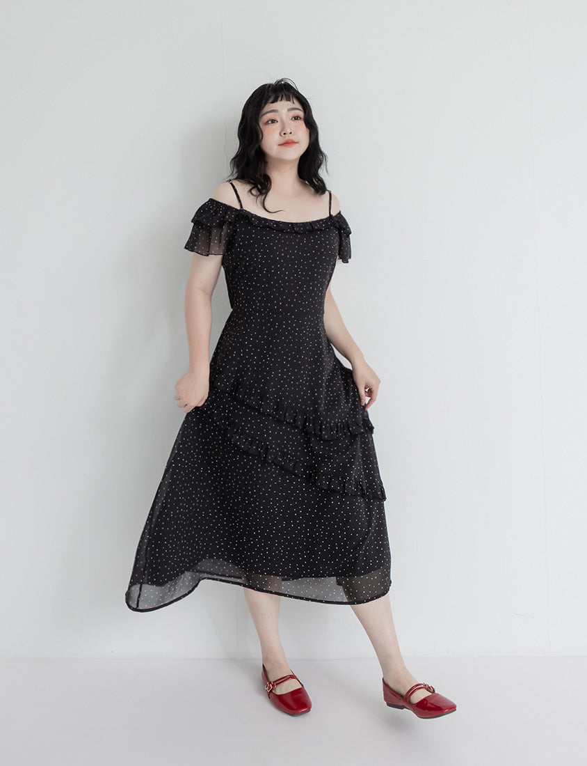 Heart Print Off-Shoulder Plus Size Cami Maxi Dress