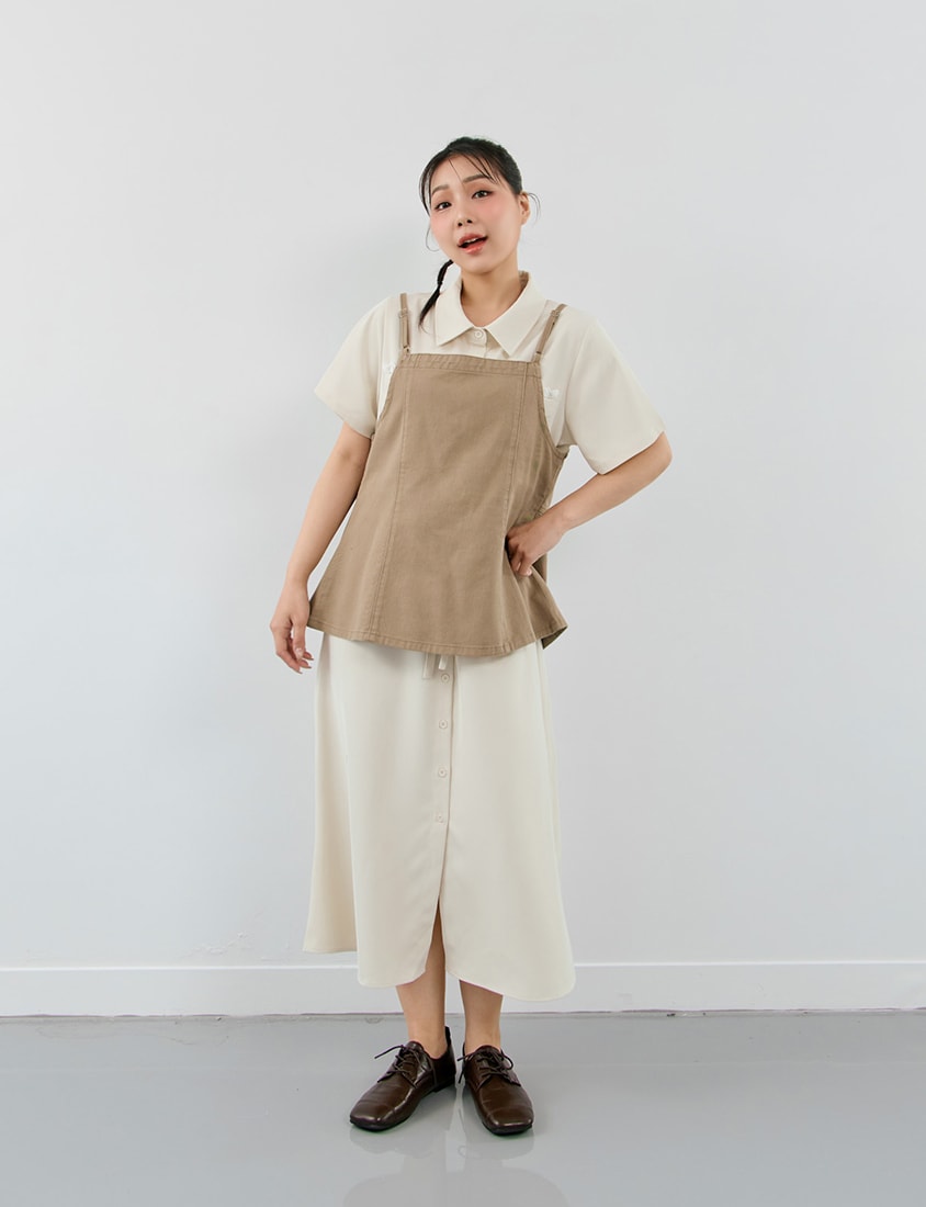 Adjustable Tie Strap Twill Layering Plus Size Camisole Vest