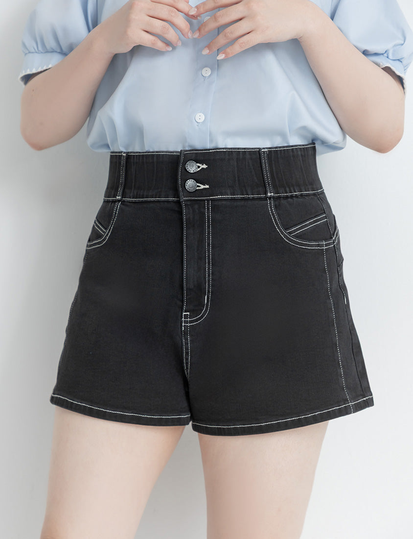 Slimming High Waist A-Line Plus Size Denim Shorts