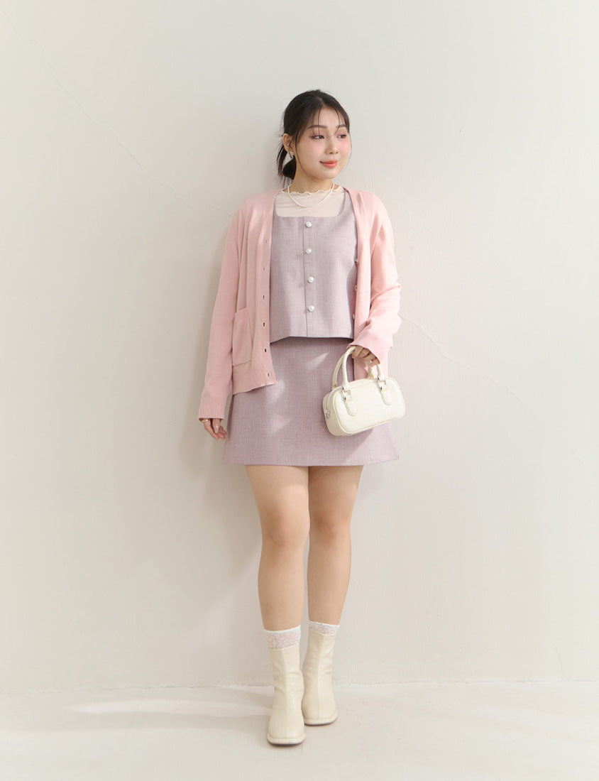 MISS. Korean Style Pearl Button Plus Size Tailored Vest