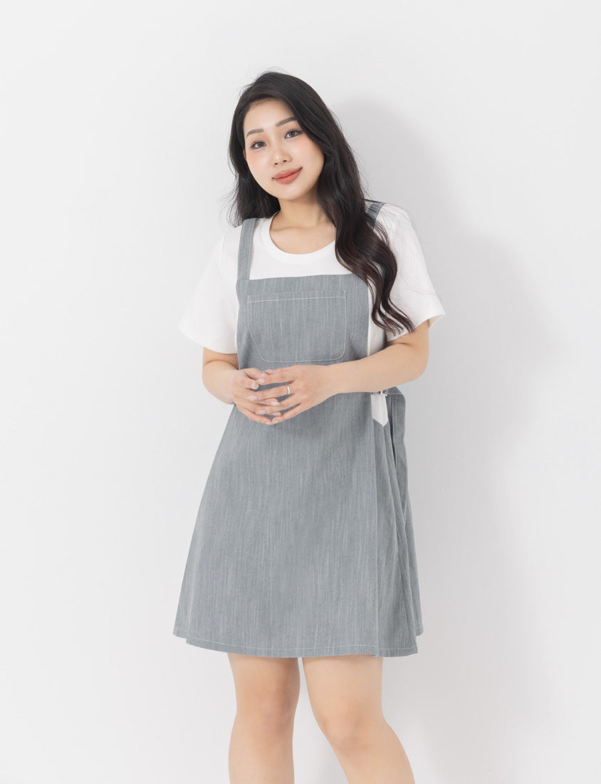 Denim Faux Two Piece Cloud Cotton Plus Size Mini Dress