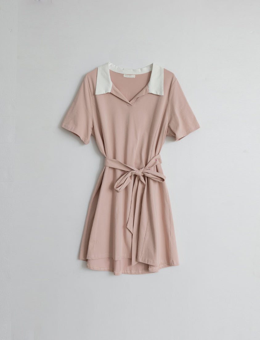 Instant Icy Cooling Collar Plus Size Mini Dress (With Waist Belt)