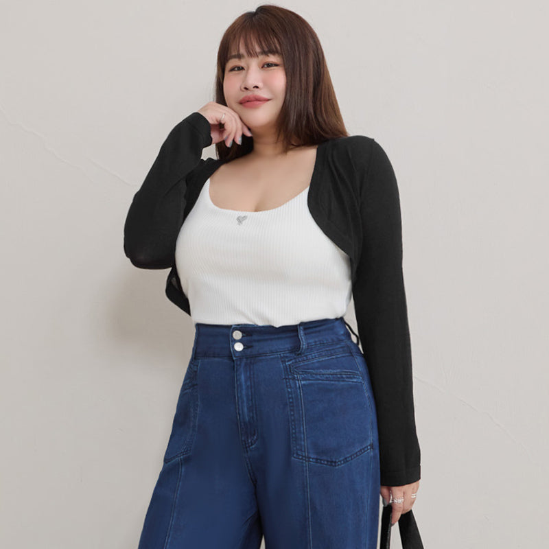 Semi Sheer Hem Plus Size Knit Cardigan