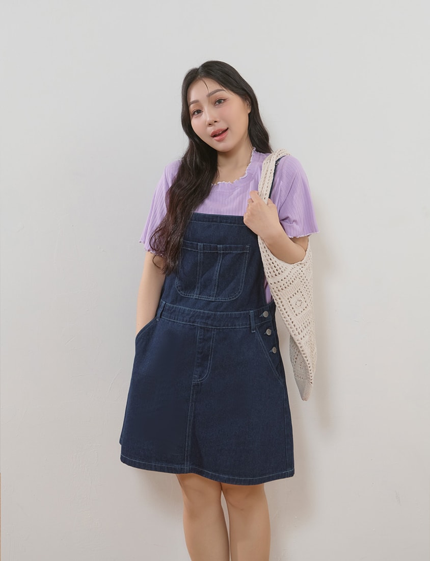 Playful Adjustable Denim Plus Size Overall Skirt