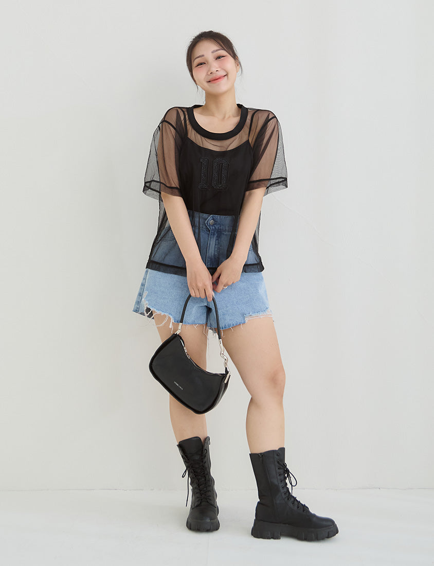 Sheer Mesh Sporty Top & Tank Plus Size Set