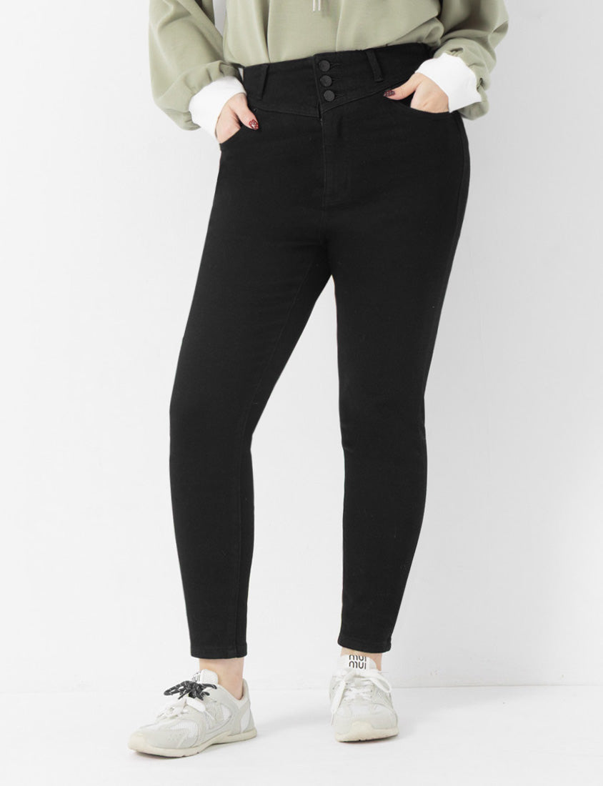 Crowds' Favorite Slimming Plus Size Wool-Fleece Black Jeans
