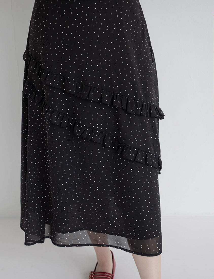 Heart Print Off-Shoulder Plus Size Cami Maxi Dress