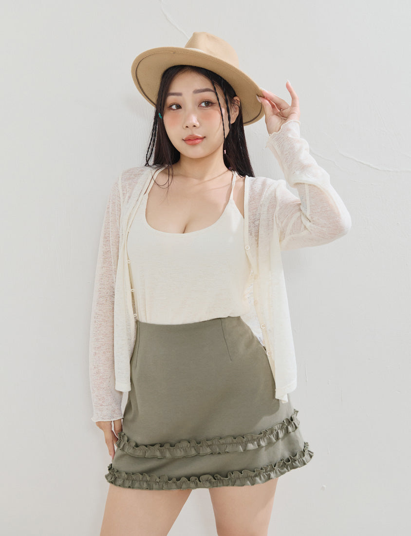 MUA! Textured Sheer Knit Plus Size Cardigan