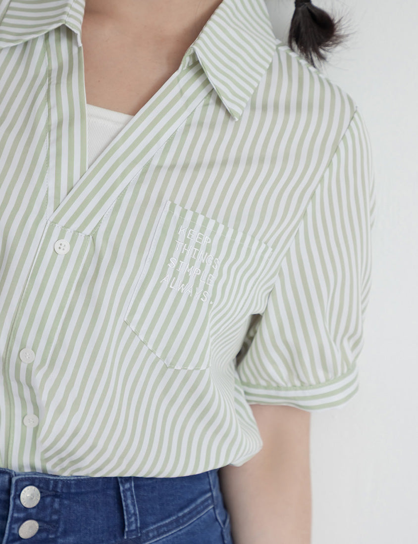 Faux Two Piece Stripe Collar Plus Size Top