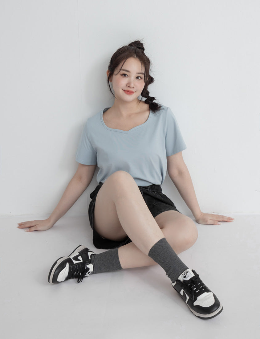 Upgraded 2.0! Sweetheart Neckline Plus Size Slim Tee