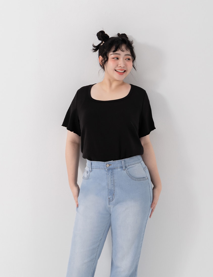 Instant Cooling Cloud Cotton Square Neck Plus Size Tee
