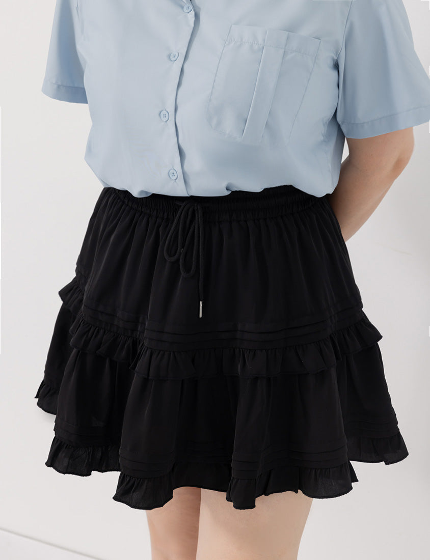 Sweet Tiered Puffy Plus Size Mini Skirt