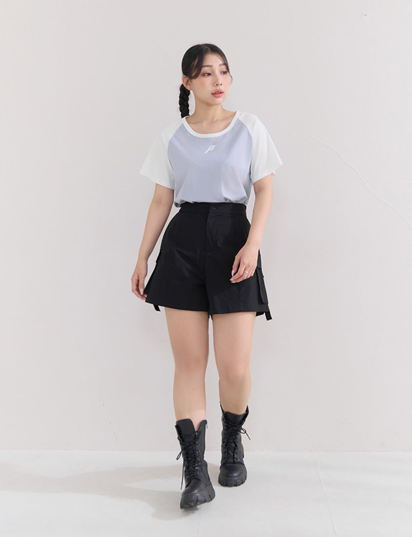 Casual Raglan Contrast Sleeve Plus Size Tee