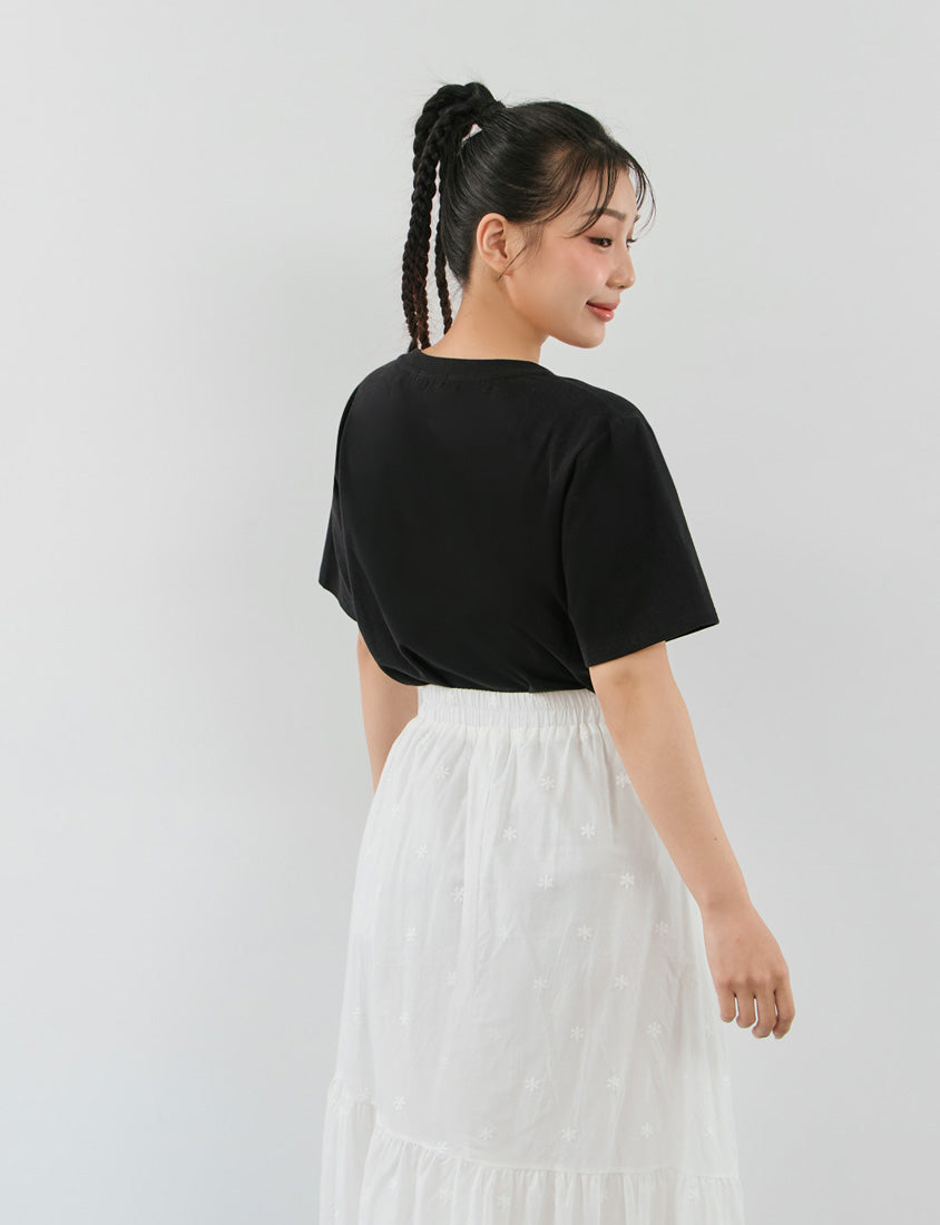 Heavyweight Floral Embroidery Plus Size Crewneck Tee