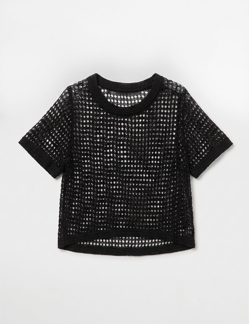 Summer Hollow Knit Short Sleeve Plus Size Top