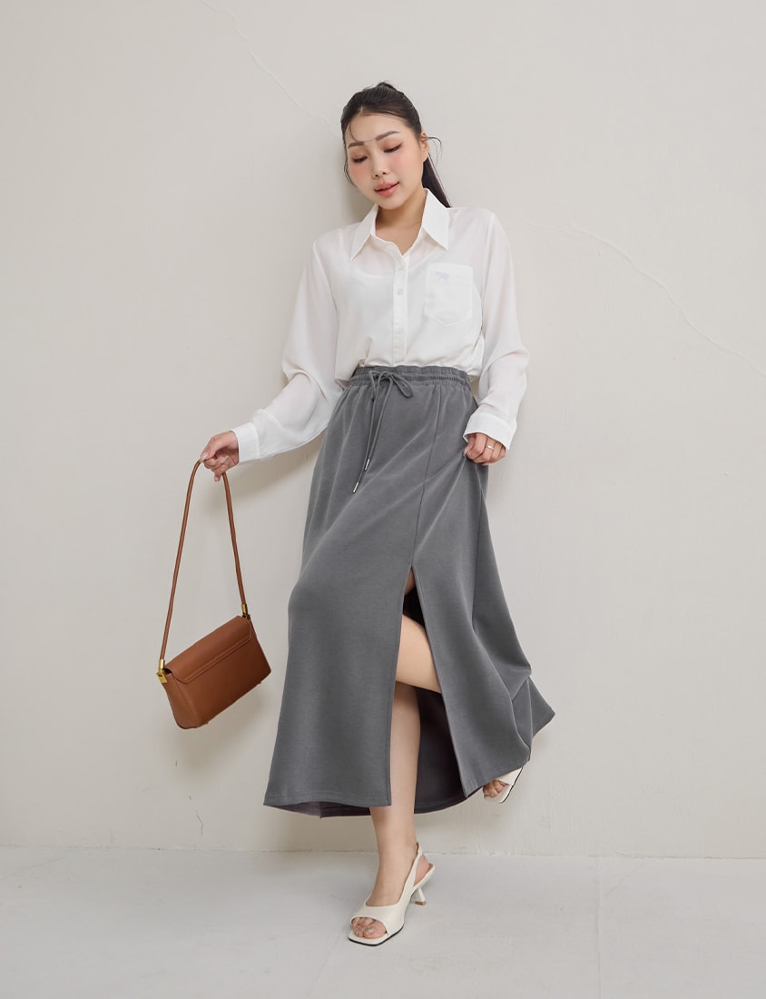 Instant Cool Cloud Cotton Slit A-Line Plus Size Skirt