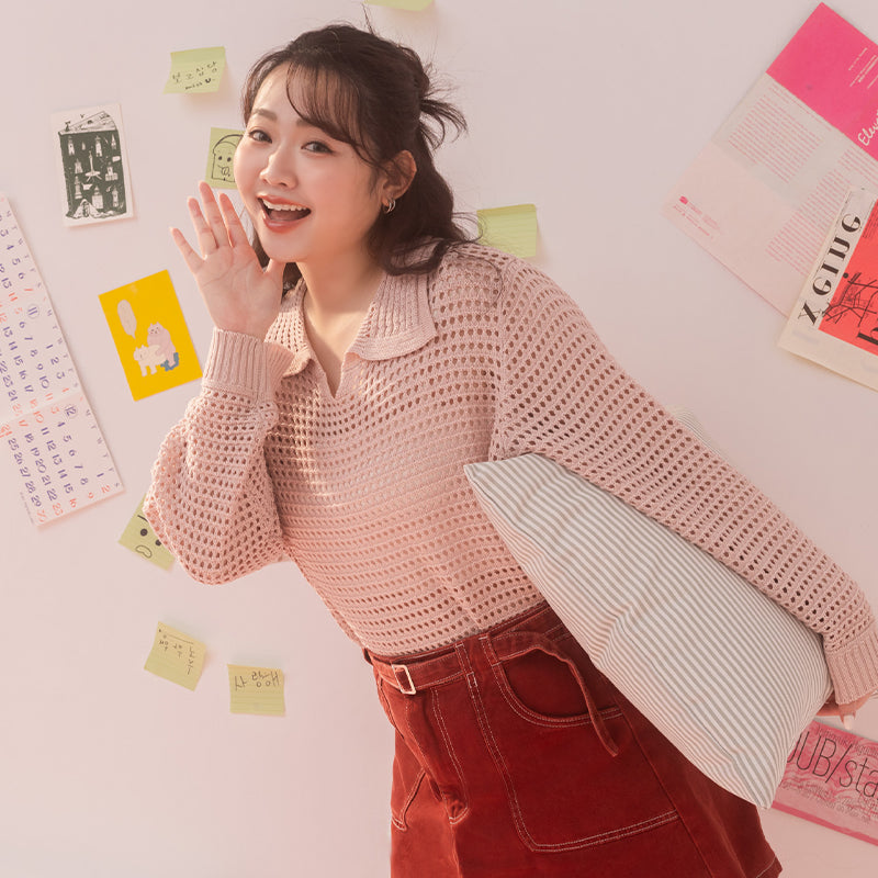 Anti-Pilling Cutout Hollow Collar Plus Size Knit Top