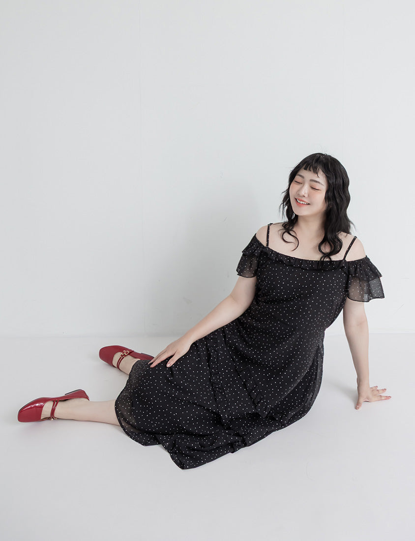 Heart Print Off-Shoulder Plus Size Cami Maxi Dress