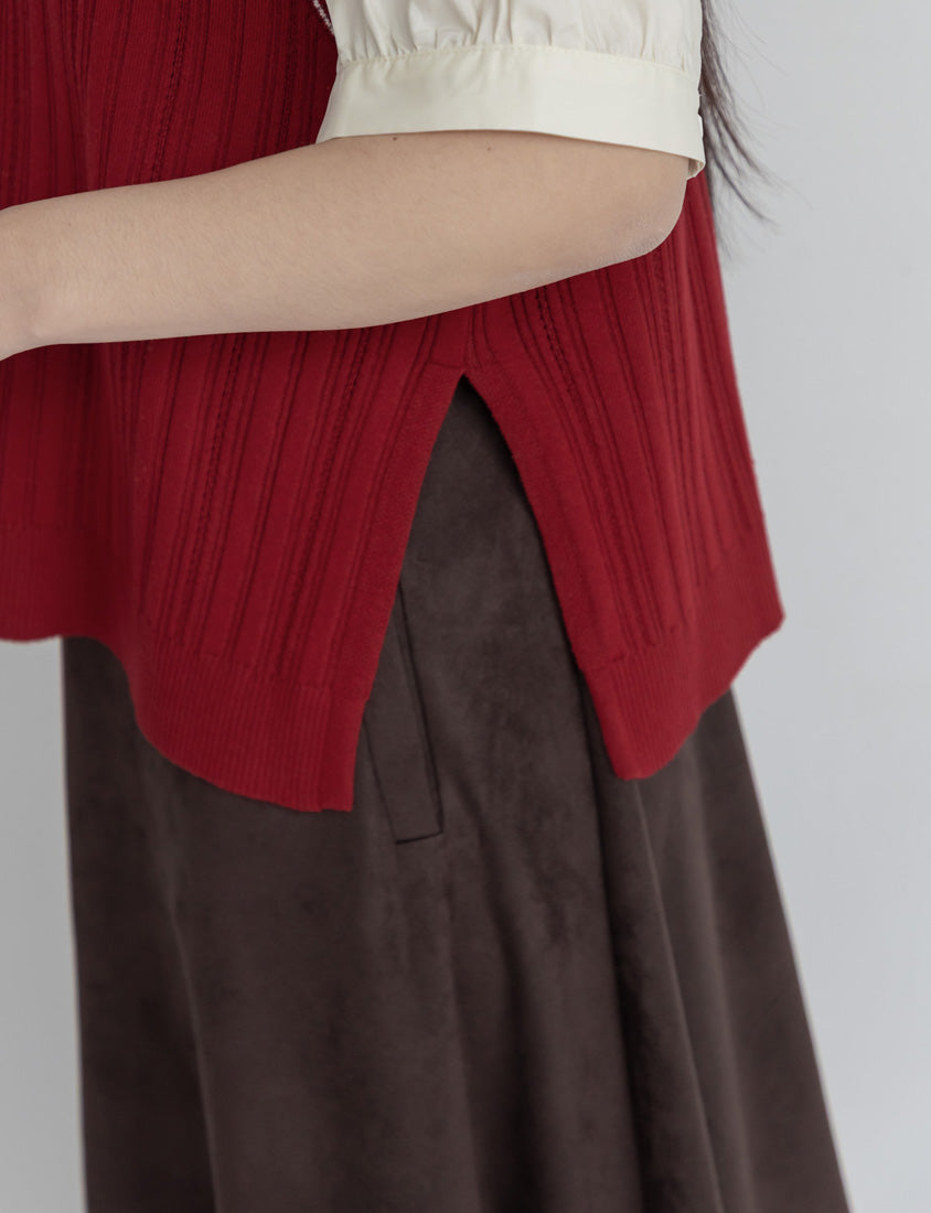 MISS. Korean Style Contrast V-Neck Plus Size Knit Vest