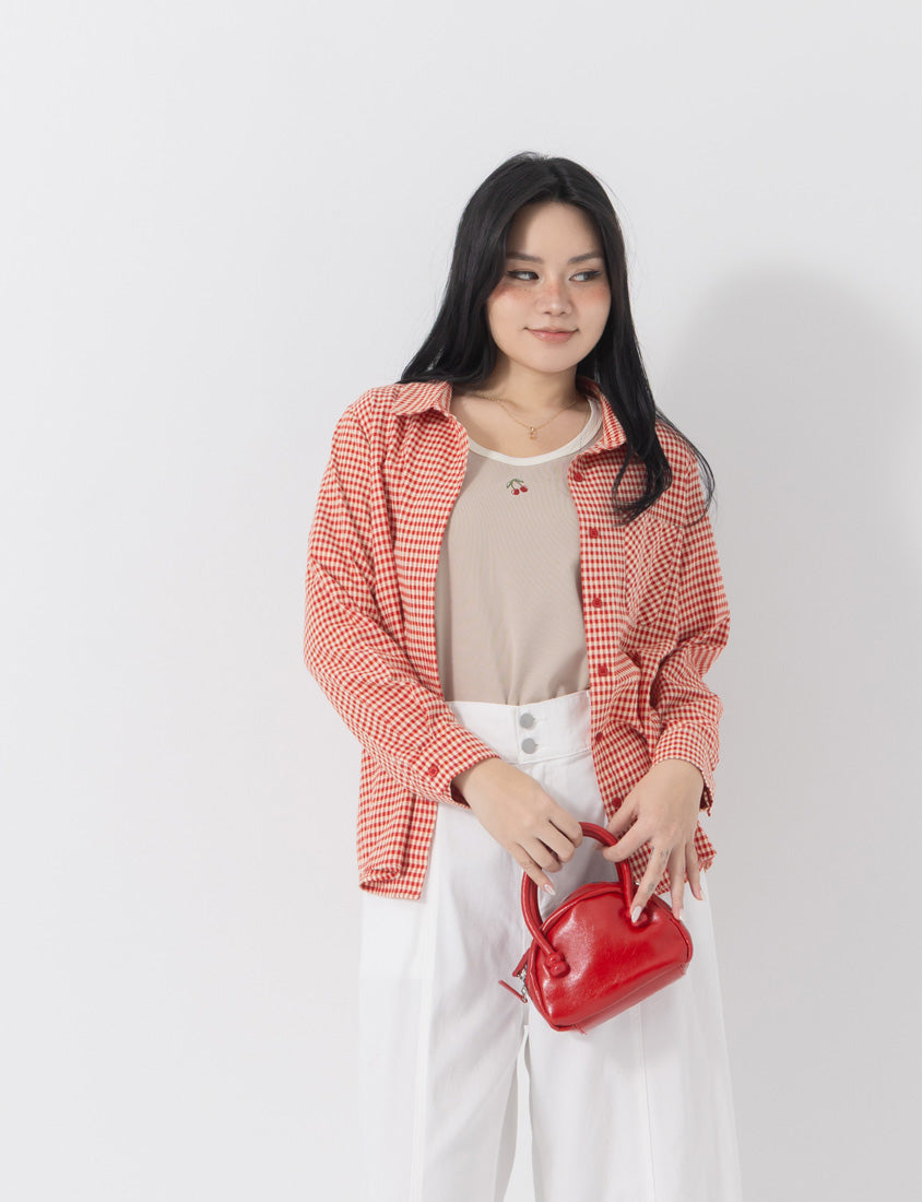 Contrast Cherry Embroidery Crewneck Plus Size Tee