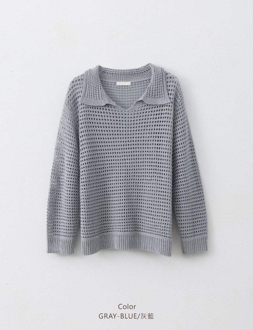 Anti-Pilling Cutout Hollow Collar Plus Size Knit Top