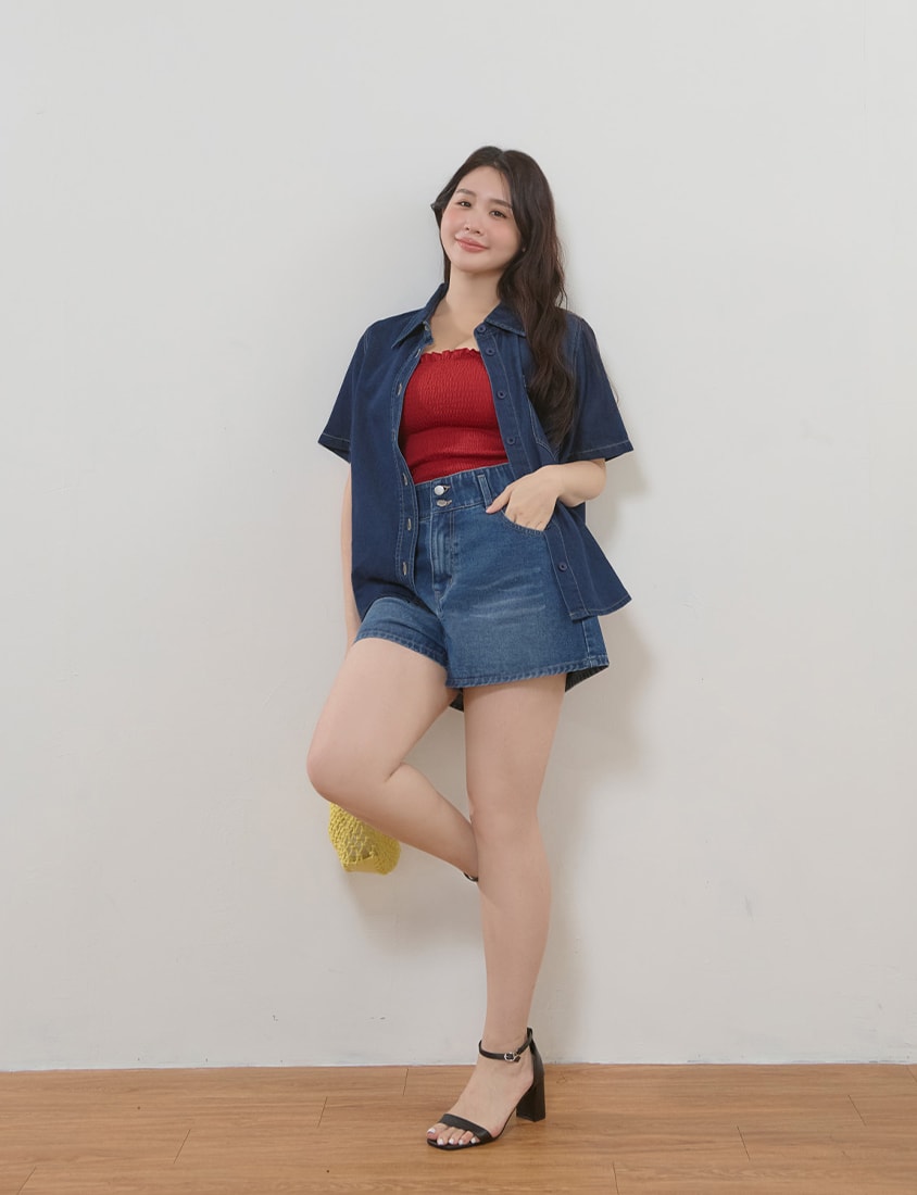 High Waist Hip-Lifting Stitch Plus Size Denim Shorts