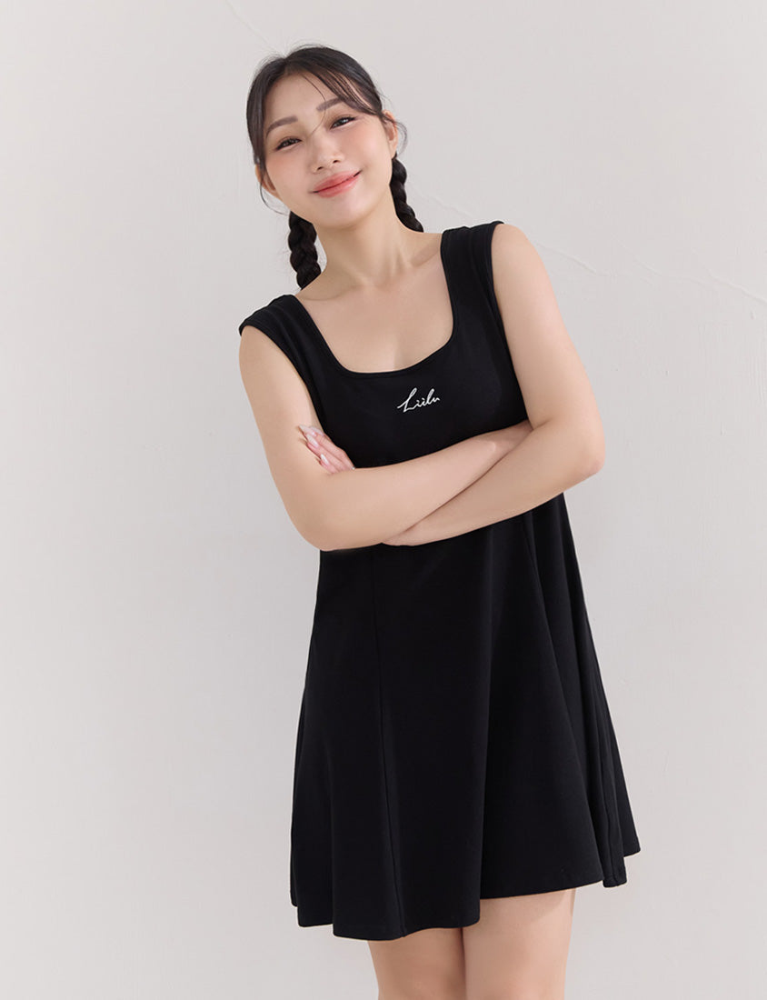 Embroidered Elastic Waist Plus Size Mini Dress