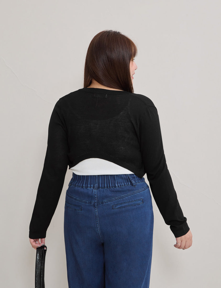 Semi Sheer Hem Plus Size Knit Cardigan