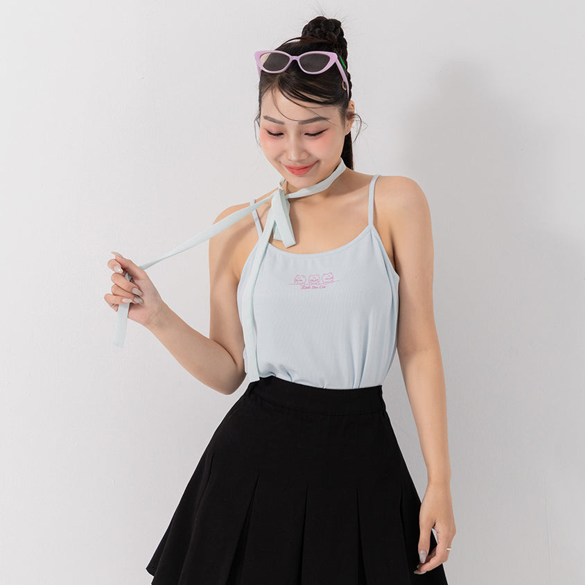 Poly Lulu x UGLY MEWS Collab Plus Size Ribbed Tank Top (With Tie Strap)