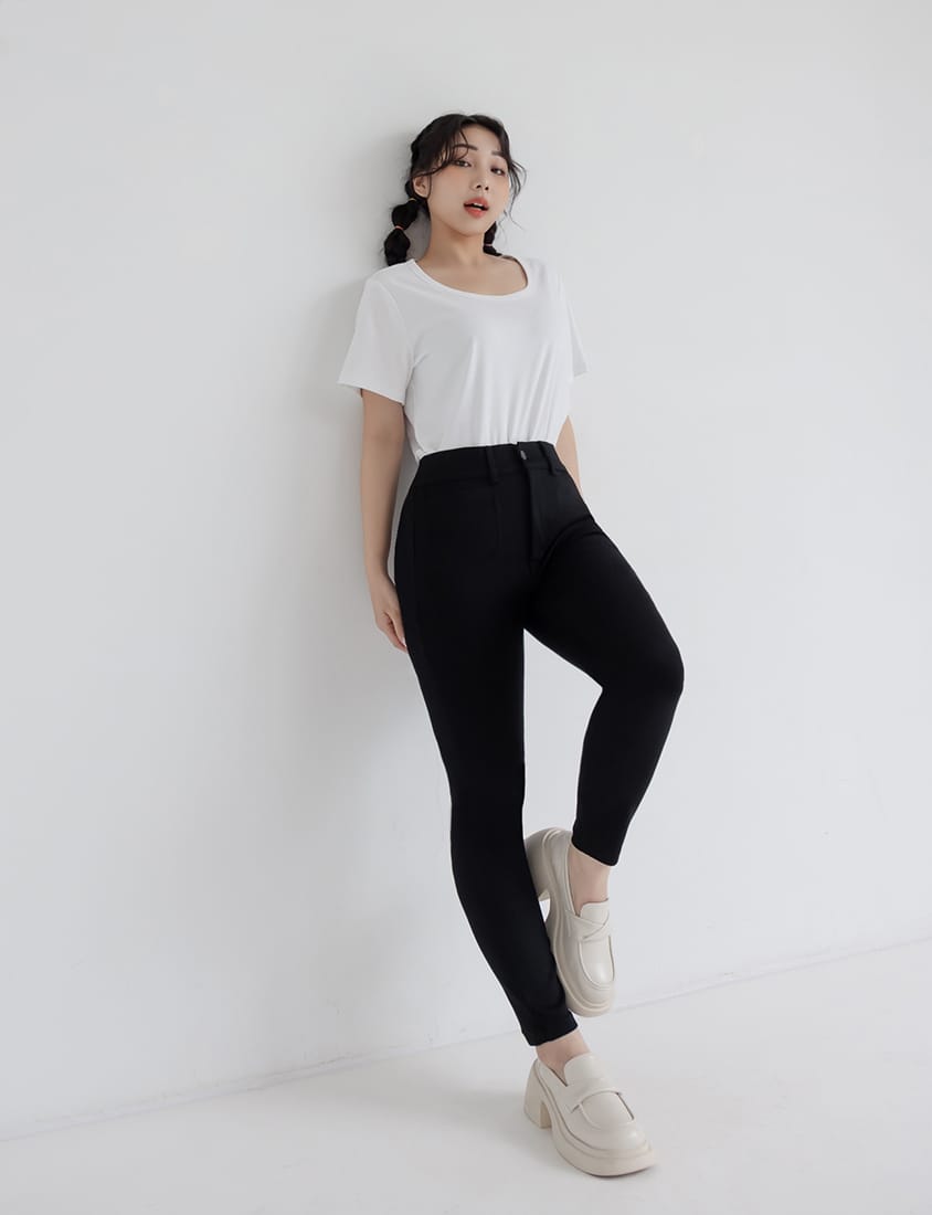 Tummy-Flattering Plus Size Slimming Pants (Single Button)