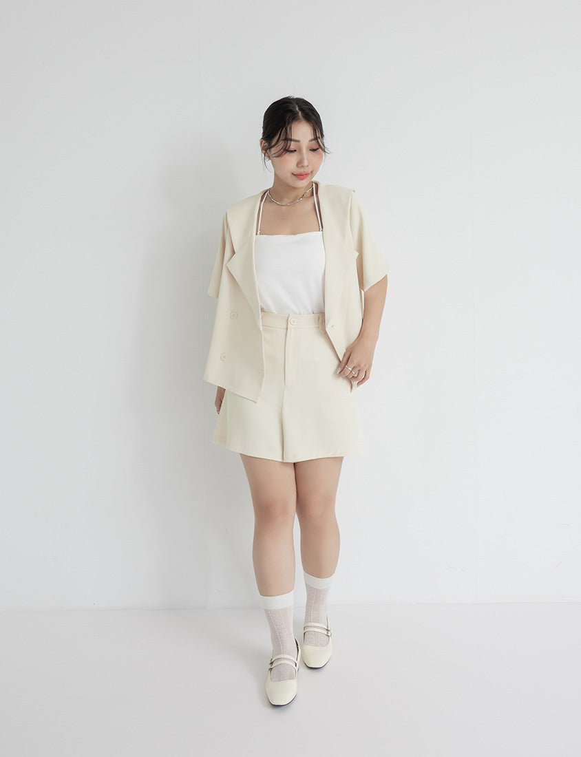 MISS. Silky Cooling Sailor Collar Plus Size Blazer