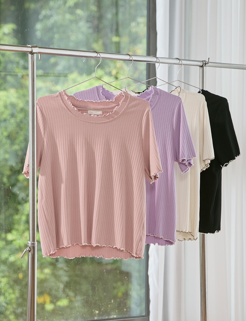 Cute Ruffle Trim Ribbed Plus Size Top