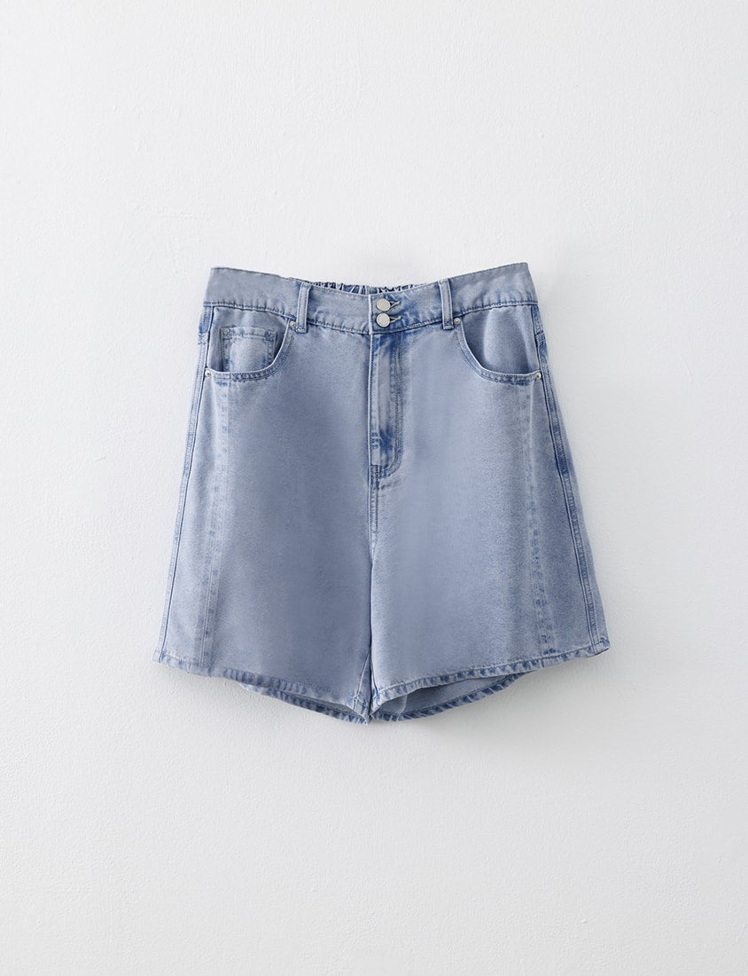 Lyocell Cooling Boyfriend Plus Size Denim Shorts