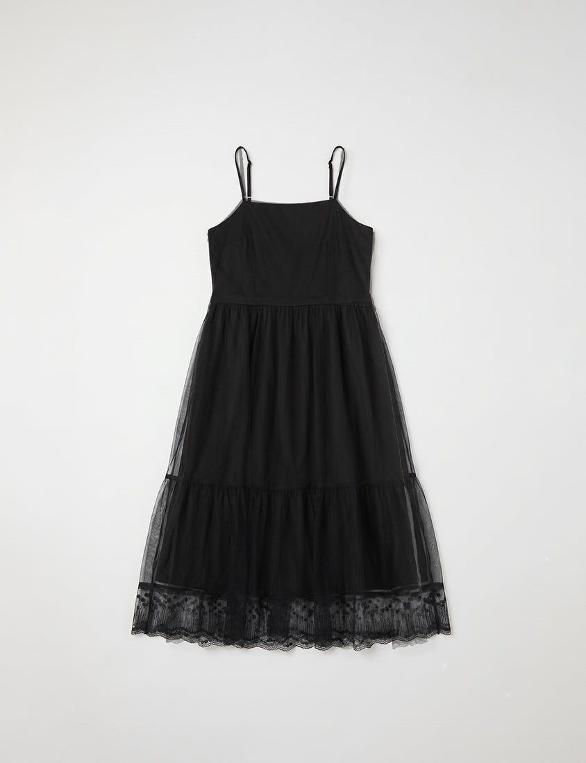 Romantic Adjustable Mesh Plus Size Cami Maxi Dress