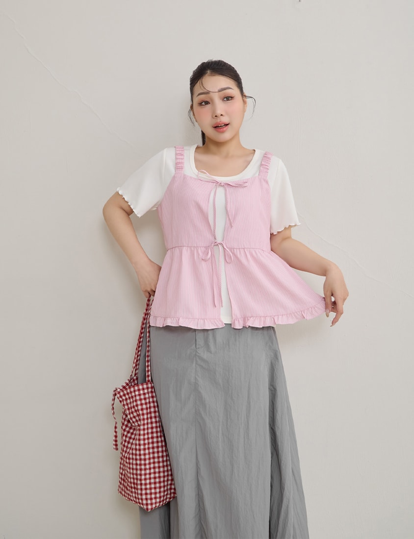 Sweet Stripe Tie-Front Plus Size Layering Vest