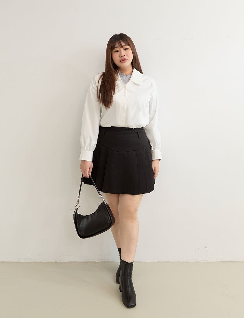 MISS. Elegant V-Neck Plus Size Puff Sleeve Blouse
