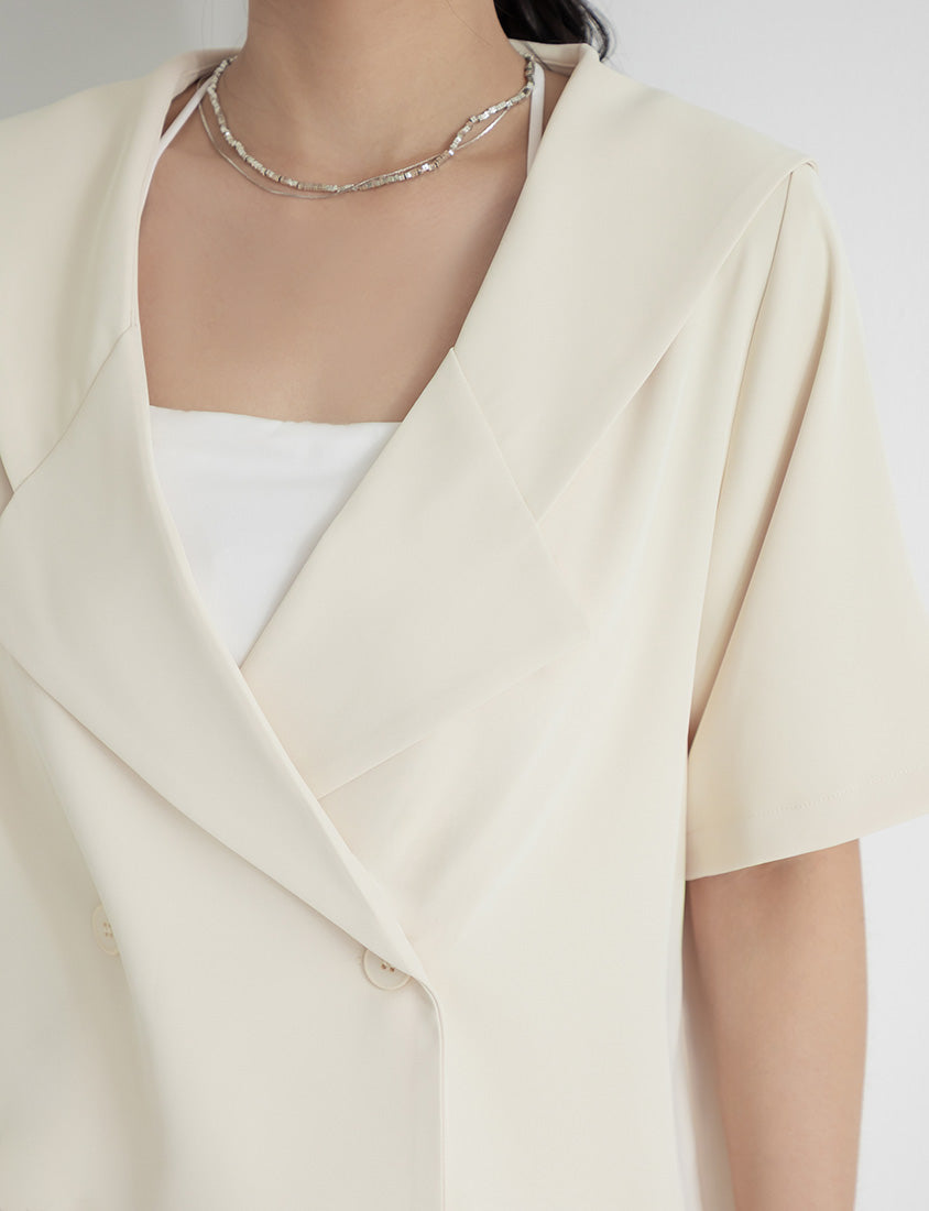 MISS. Silky Cooling Sailor Collar Plus Size Blazer