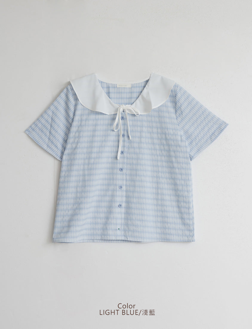 Fresh Contrast Ruffle Plaid Plus Size Shirt