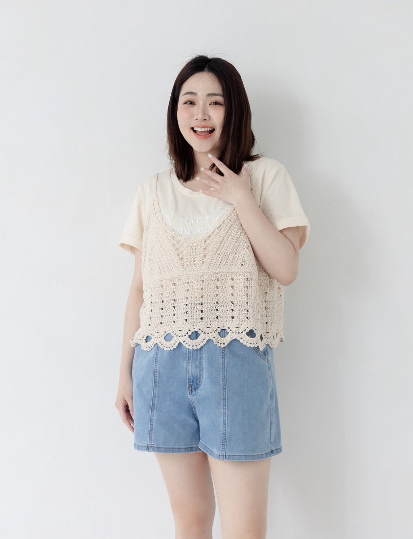 Sweet Bow Embroidery Plus Size Tee