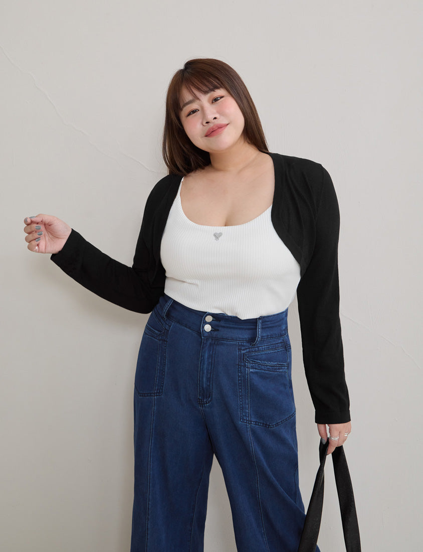Semi Sheer Hem Plus Size Knit Cardigan