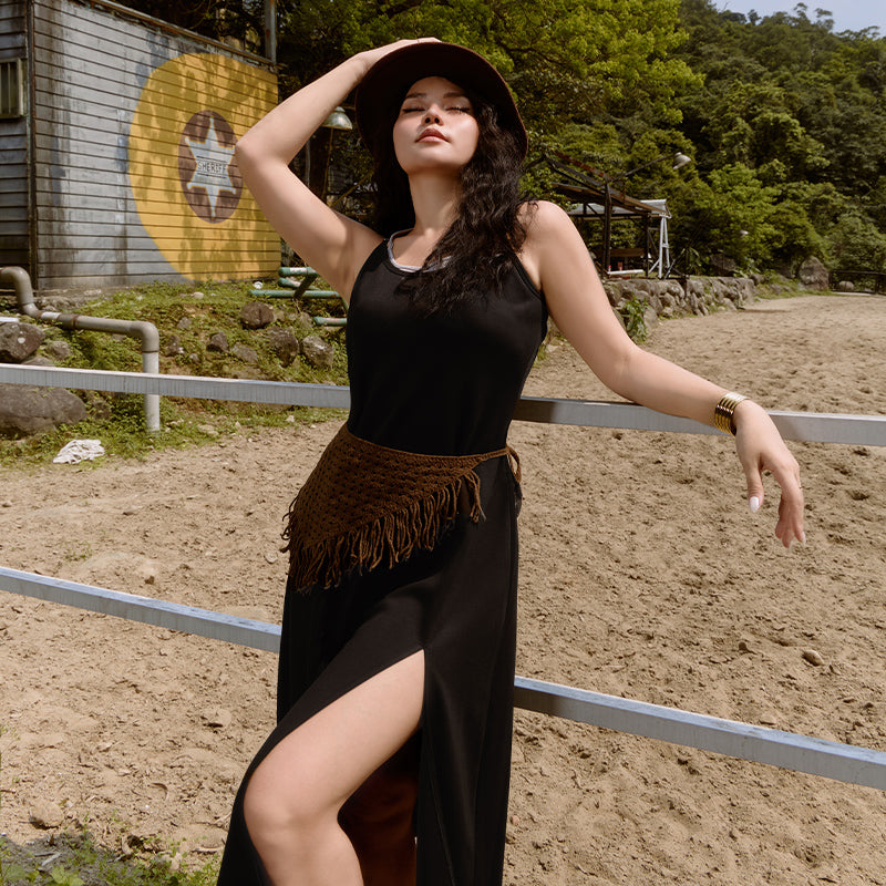MUA! Cloud Cotton Faux Two Piece Plus Size Maxi Dress