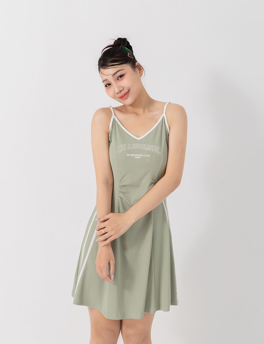 Slim Fit Ribbed V-Neck Letter Print Plus Size Mini Dress